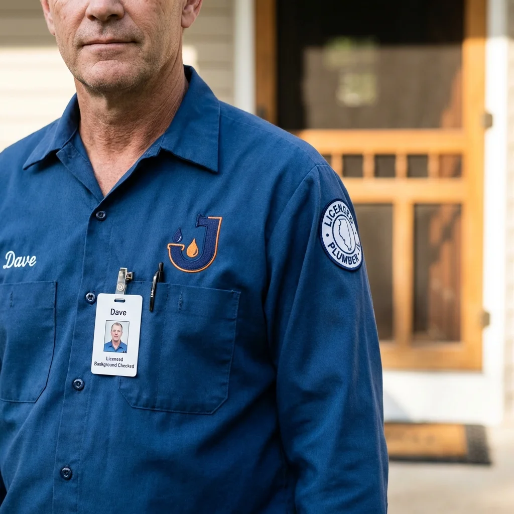 Licensed plumber showing ID badge in Rhinebeck, NY