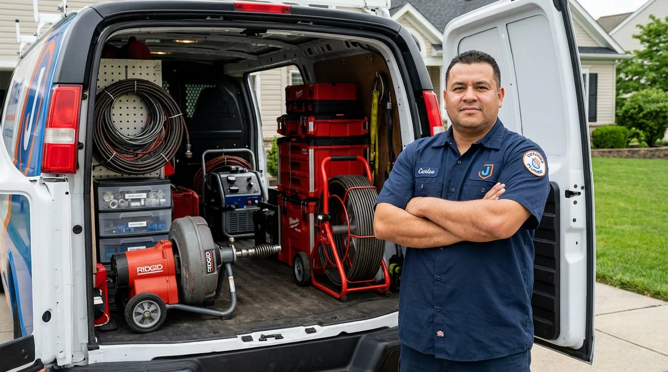 Professional drain cleaning equipment and Johns Plumbing LLC plumber in Rhinebeck