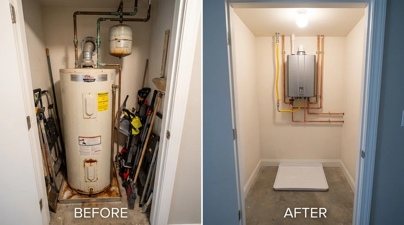 Tank water heater versus wall-mounted tankless unit comparison for Rhinebeck, NY homeowners